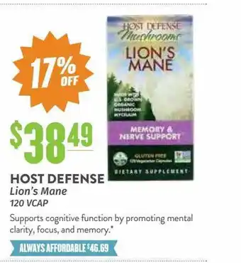 Host defense lion's mane 120 vcap