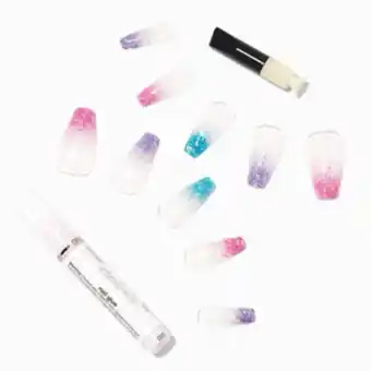 Claire's Glitter tip squareletto vegan faux nail set - 24 pack offer