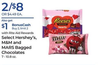 Rite Aid Select hershey's, m&m and mars bagged chocolates offer