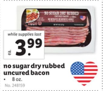 Lidl No sugar dry rubbed uncured bacon offer