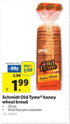 Lidl Schmidt old tyme® honey wheat bread offer