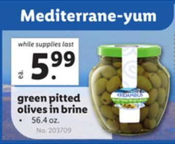 Lidl Green pitted olives in brine offer