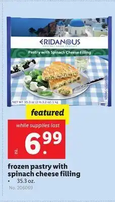 Lidl Frozen pastry with spinach cheese filling offer