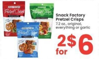 Albertsons Snack Factory Pretzel Crisps 7.2 oz. offer