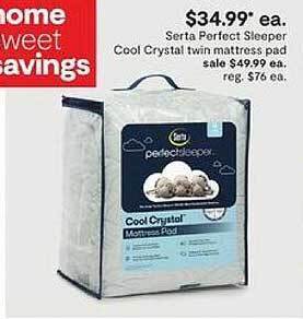 JC Penney Serta perfect sleeper cool crystal twin mattress pad offer