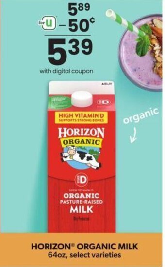 Albertsons Horizon Organic Milk 64 oz. offer