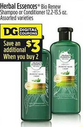 Dollar General Herbal essences bio renew shampoo or conditioner offer