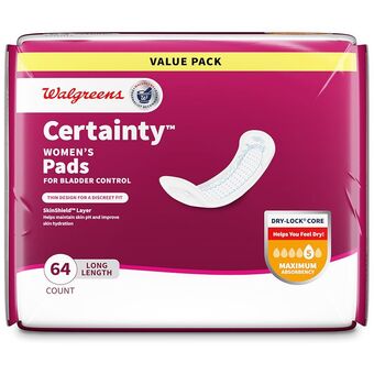 Walgreens Maximum absorbency incontinence pads, long offer