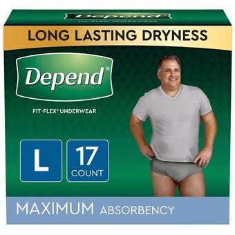 Walgreens Fit-flex adult incontinence underwear for men, maximum absorbency large grey offer