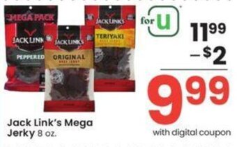 Albertsons Jack Link's Mega Jerky 8 oz. offer