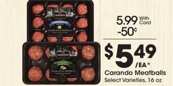 Kroger Carando meatballs offer