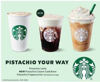 Safeway Pistachio latte, pistachio cream cold brew, pistachio frappuccino offer