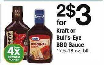 Safeway Kraft or bull's-eye bbq sauce offer
