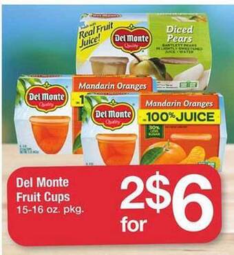 Safeway Del monte fruit cups offer