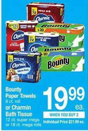 Safeway Bounty paper towels or charmin bath tissue offer