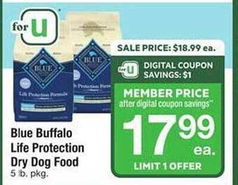 Safeway Blue buffalo life protection dry dog food offer