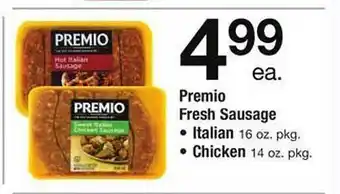 Safeway Premio fresh sausage italian, chicken offer