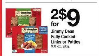 Safeway Jimmy dean fully cooked links or patties offer