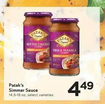 Cub Foods Patak's simmer sauce offer