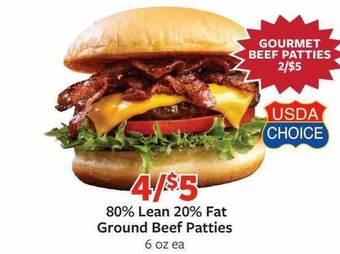 Fareway 80% lean 20% fat ground beef patties offer