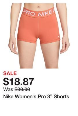 Dick's Sporting Goods Nike women's pro 3" shorts offer