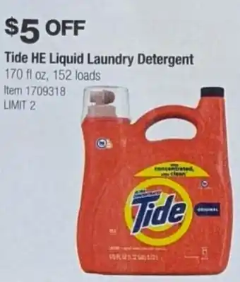 Costco Tide HE Liquid Laundry Detergent 170 fl oz., 152 Loads offer