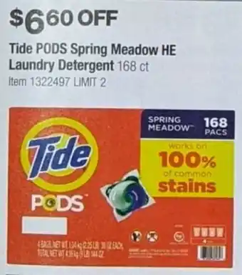 Costco Tide Pods Spring Meadow HE Laundry Detergent 168 ct. offer