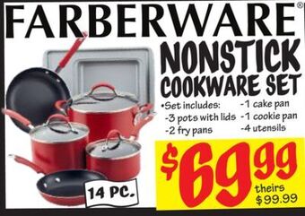 Ollie's Farberware® 14 pc. nonstick cookware set offer