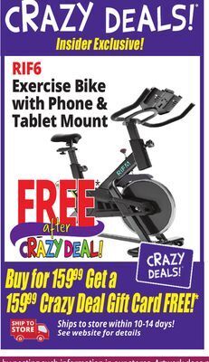 Ocean State Job Lot Rif6 exercise bike with phone & tablet mount offer