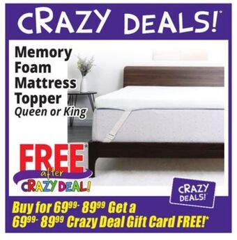Ocean State Job Lot Memory foam mattress topper offer