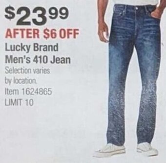 Costco Lucky Brand Men's 410 Jean offer