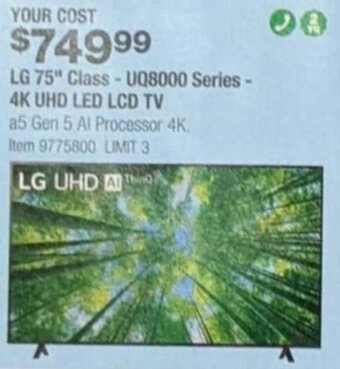 Costco LG 75" Class- UQ8000 Series-4K UHD LED LCD TV offer