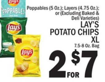 C Town Lay's potato chips xl, 7.5-8 oz. bag offer