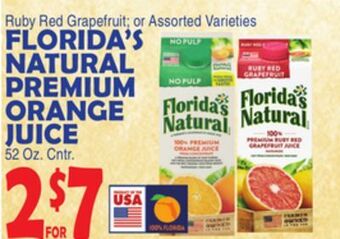 Bravo Supermarkets Florida's natural premium orange juice offer