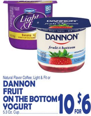 Bravo Supermarkets Dannon fruit on the bottom yogurt offer