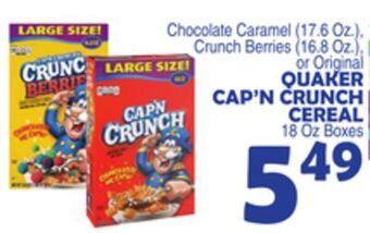 Bravo Supermarkets Quaker cap'n crunch cereal 18 oz boxes offer