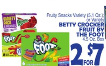 Bravo Supermarkets Betty crocker fruit by the foot 4.5 oz. box offer