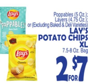 Bravo Supermarkets Lay's potato chips xl 7.5-8 oz. bag offer