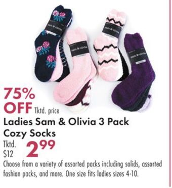 Boscov's Ladies sam & olivia 3 pack cozy socks offer