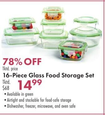 Boscov's 16-piece glass food storage set offer