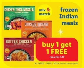 Lidl frozen Indian meals offer