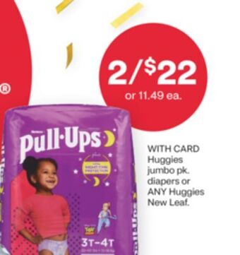 CVS Huggies jumbo pk. diapers or any huggies new leaf offer