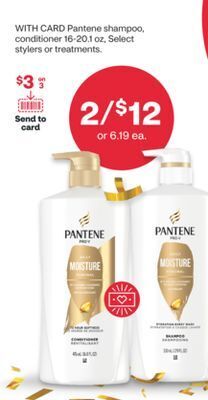 CVS Pantene shampoo, conditioner 16-20.1 oz, select stylers or treatments offer