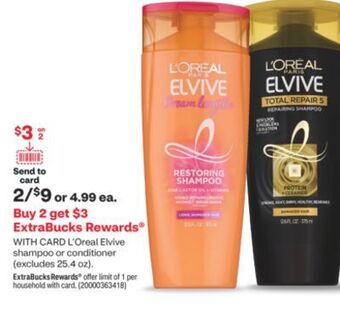 CVS L'oreal elvive shampoo or conditioner offer