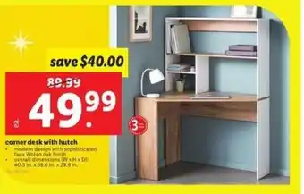 Lidl corner desk with hutch offer