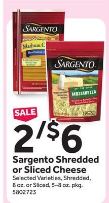 Stop&Shop Sargento shredded or sliced cheese offer