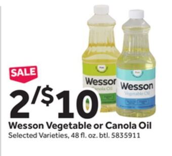 Stop&Shop Wesson vegetable or canola oil offer