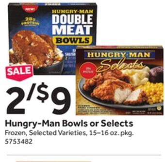 Stop&Shop Hungry-man bowls or selects offer