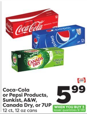 Weis Markets Coca-cola or pepsi products, sunkist, a & w, canada dry, or 7up offer
