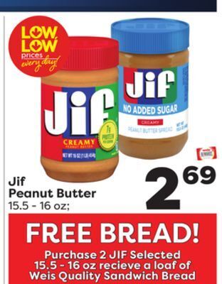 Weis Markets Jif peanut butter offer